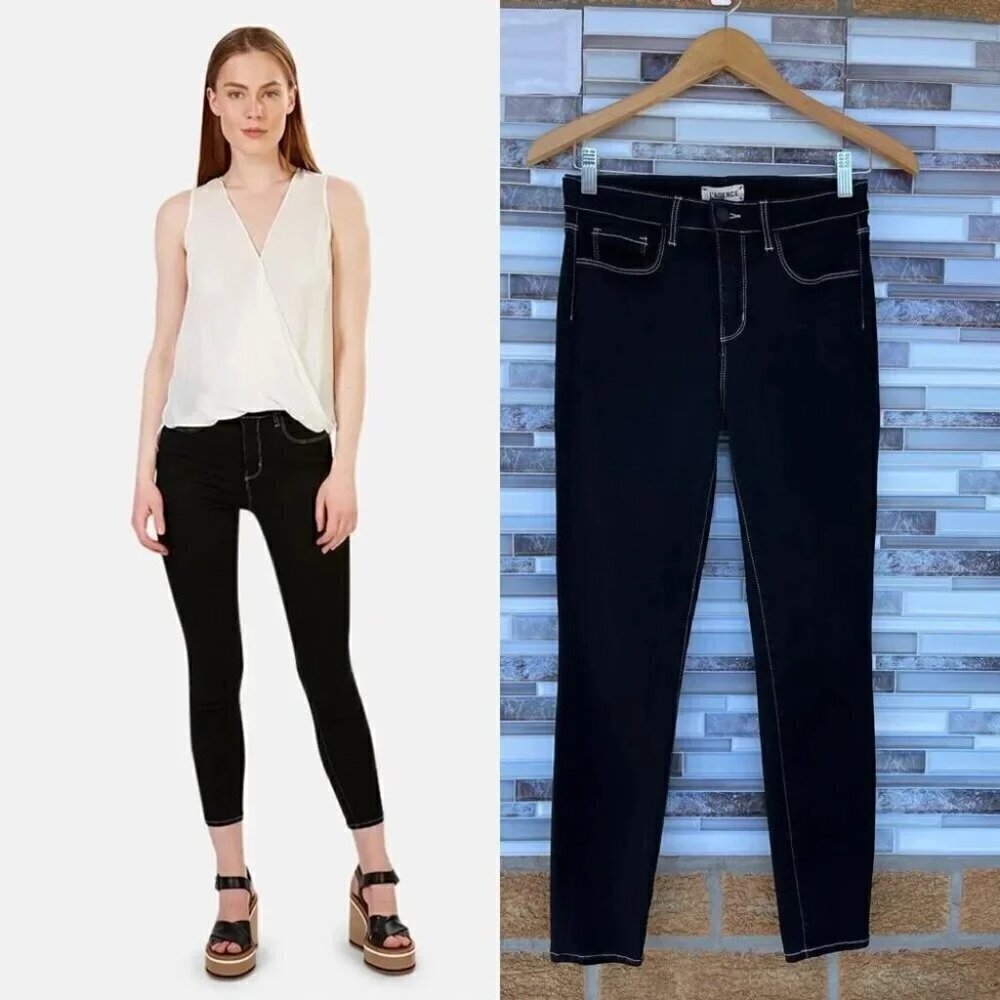L'AGENCE Margot Skinny High Rise Noir Contrast 26